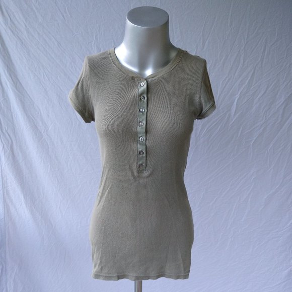 American Eagle Sage Green Button Up Tee - Picture 1 of 3